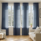 MIULEE Navy Blue Sheer Curtains 108 Inches Long, 4 Panels Set, Light Filtering by MIULEE