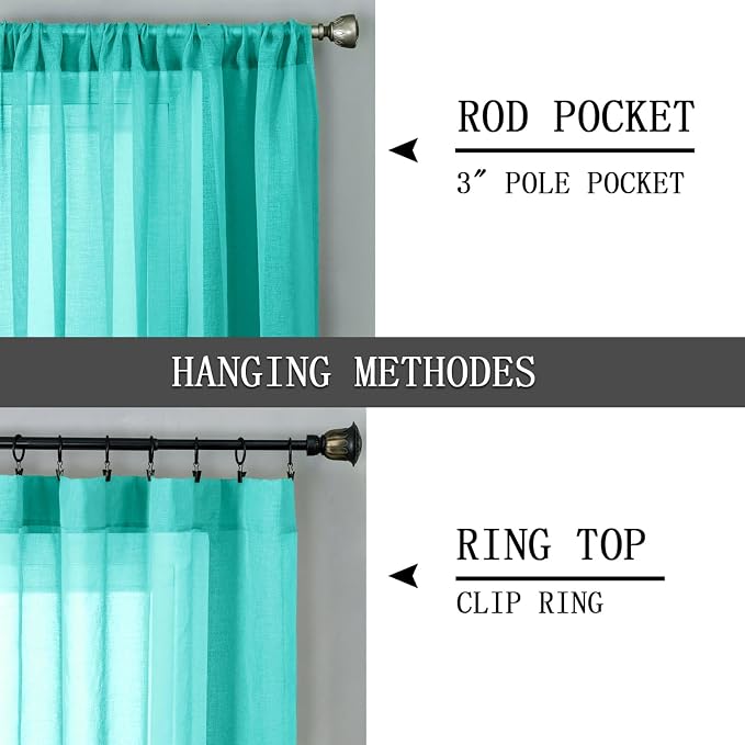 Tollpiz Sheer Curtains Bedroom Linen Textured Curtain Sheers Light Filtering - Image 5