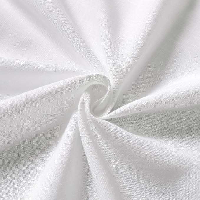 Off White Linen Sheer Curtains 54 Inch Length 2 Panel Set Back Tab Pocket Semi - Image 7