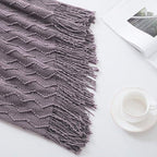 BOURINA Dark Lavender Throw Blanket 50x60 Inches Throw Textured Solid Soft Sofa - Image 3