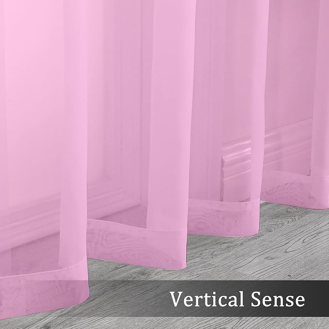 OWENIE Sheer Curtains Light Pink, Sheer Curtains 63 inches Length 2 Panels Set - Image 3
