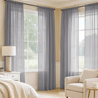 MIULEE Dark Grey Sheer Curtains 90 Inches Long, 4 Panels Set, Rod Pocket Light - Image 2