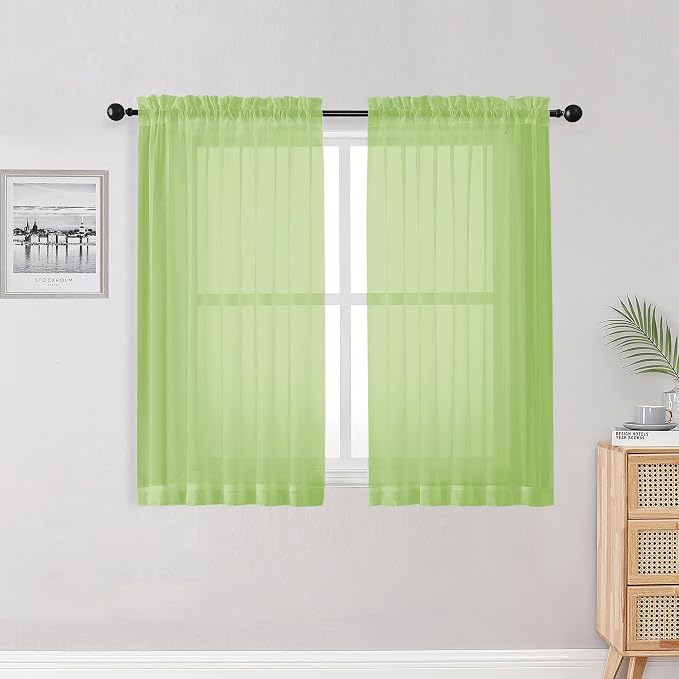 OWENIE Lime Kitchen Sheer Curtains by OWENIE