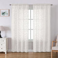 Lecloud Leia Ivory Sheer Curtains 72 Inches Long 2 Panels, Jacquard Texture by Lecloud