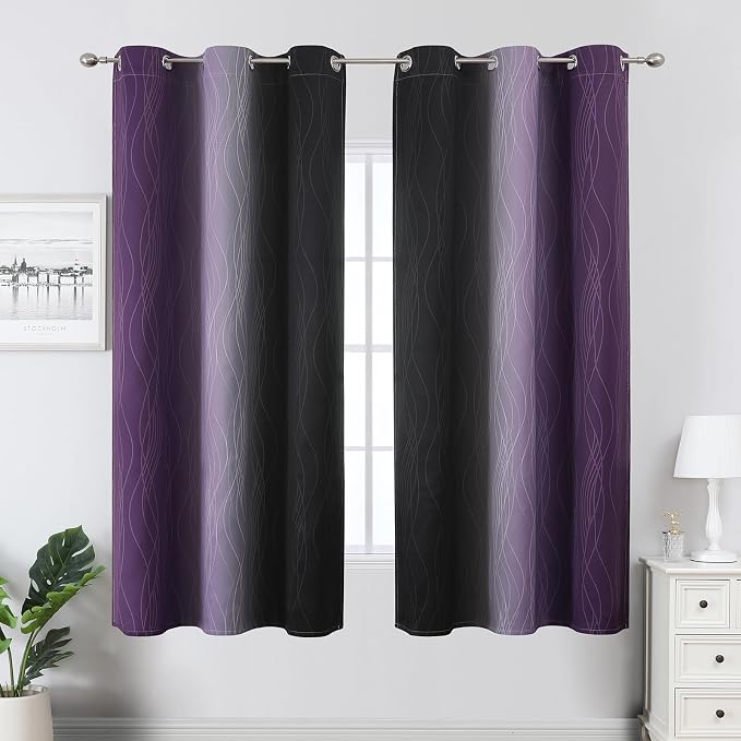 Estelar Textiler Purple and Black Ombre Blackout Curtains - Image 2