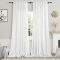 Nanspring Linen Light Filtering Curtains 96 Inches Long 2 Panels Long White by Nanspring