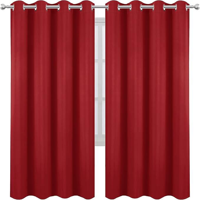 LEMOMO Red Blackout Curtains/52 x 72 Inch/Set of 2 Panels Room Darkening - Image 2