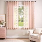 jinchan Belrose Pink Floral Sheer Curtains - Image 2