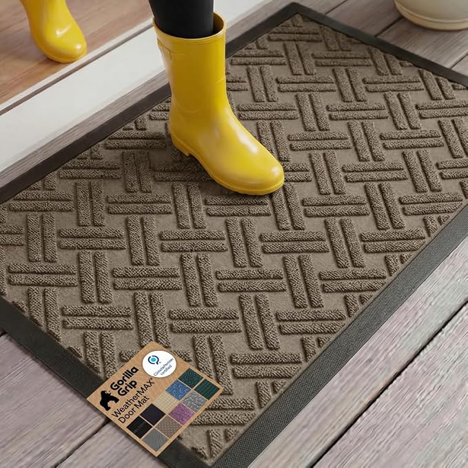 GORILLA GRIP 100% Waterproof All-Season WeatherMAX Doormat 35x23, US Designed by GorillaGrip