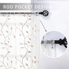 MRTREES Sheer Curtain Valances 2 Panels, Leaves Embroidered Voile Valance - Image 2
