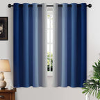 Yakamok Greyish White and Royal Blue Ombre Curtains, Light Blocking Curtains by Yakamok