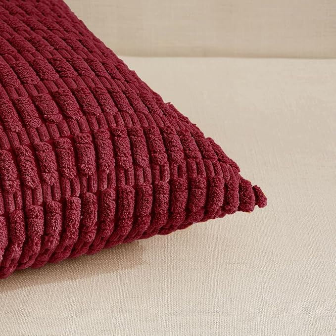 Fancy Homi 4 Packs Burgundy Decorative Throw Pillow Covers 26x26 Inch - Image 4