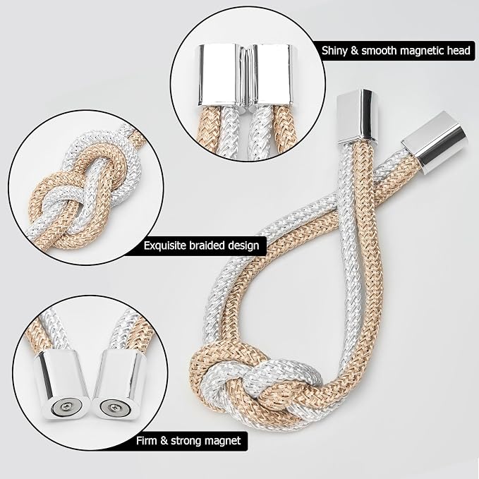 NICEEC 2 Pack Mini Magnetic Curtain Tiebacks Nordic Simple Style Drape Tie - Image 3