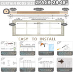 TVWOO Bronze Wrap Around Curtain Rods 2 Pack:Small Blackout Adjustable Window - Image 4