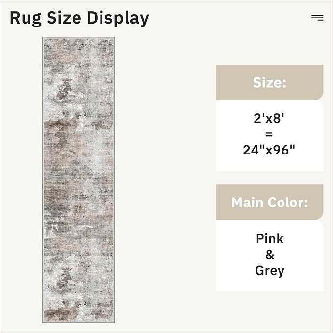 Runner Rug 2x8 Washable Non-Slip Hallway Runner Rugs - Image 5