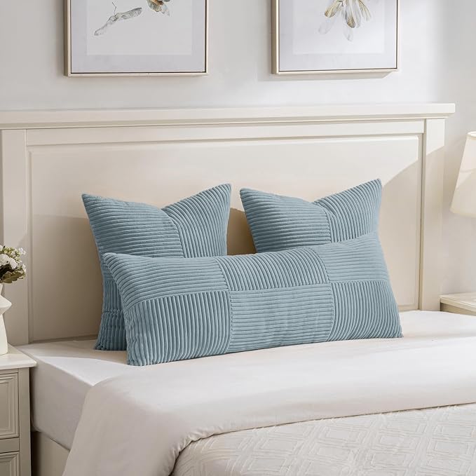 Fancy Homi Set of 2 Light Blue Euro Decorative Throw Pillow Covers 28x28 Inch - Image 5