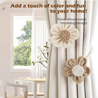 SRG Rope Curtain Tiebacks 2 Pack | Sunflower Curtain Tieback Boho | Simple - Image 2