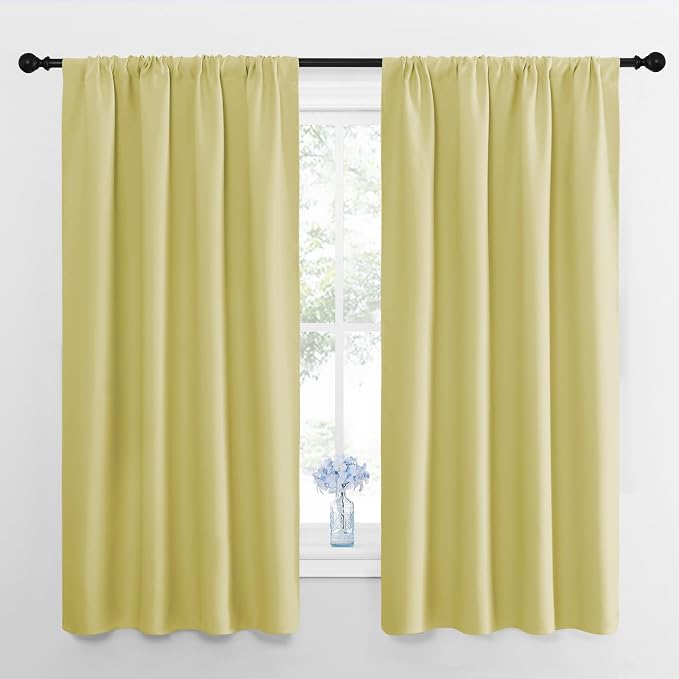 NICETOWN RV Blackout Curtains for Camper Windows, Paler Yellow, Short Blackout by NICETOWN