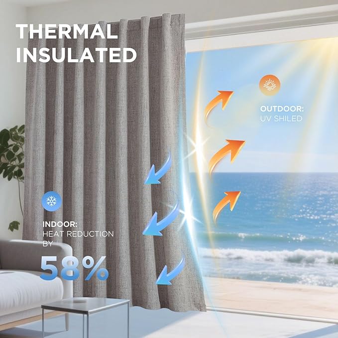 Joydeco 100% Blackout Curtains for Bedroom，Natural Linen Curtains, Thermal - Image 4