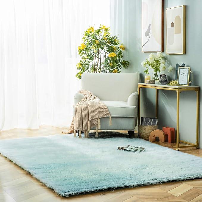Ashler Faux Fur Rug, Fluffy Shaggy Area Rug Ultra Soft 6 x 9 Feet Rectangle Fur - Image 2