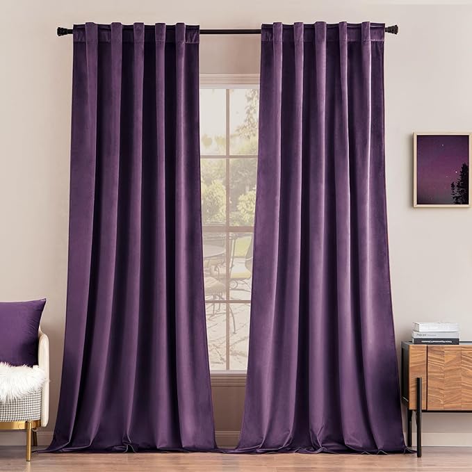 MIULEE Purple Velvet Curtains 96 inches by MIULEE