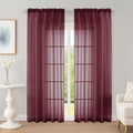 OWENIE Sheer Curtains 84 Inches Long 2 Panels Set, Burgundy Sheer Curtain by OWENIE