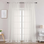 Chyhomenyc Extra Long Ivory Sheer Curtains 120 Inches Long 2 Panels, Light by Chyhomenyc