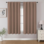 CUCRAF Khaki Blackout Curtains 45 inch Length 2 Panels Set, Rod Pocket Room by CUCRAF