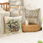 AVOIN colorlife Bless Our Home Farmhouse Eucalyptus Leaves Throw Pillow Covers - Image 5