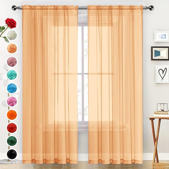 SpaceDresser Basic Rod Pocket Sheer Voile Window Curtain Panels White 1 Pair 2 by SpaceDresser