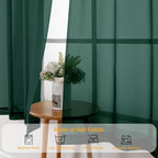 Gwine Hunter Green Sheer Kitchen Curtains 36 Inch Length, Light Filtering Voile - Image 7
