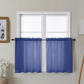 Gwine Royal Blue Sheer Curtain Tiers 24 Inch Length, Light Filtering Voile by Gwine
