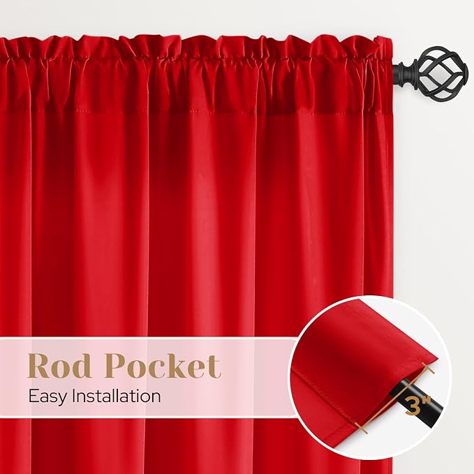 HOMEIDEAS Christmas Non-See-Through Red Privacy Sheer Curtains, 52 X 45 Inches - Image 6