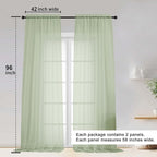 OWENIE Sheer Curtain 96 Inch Long 2 Panels Set, Light Filtering Clear Rod - Image 2
