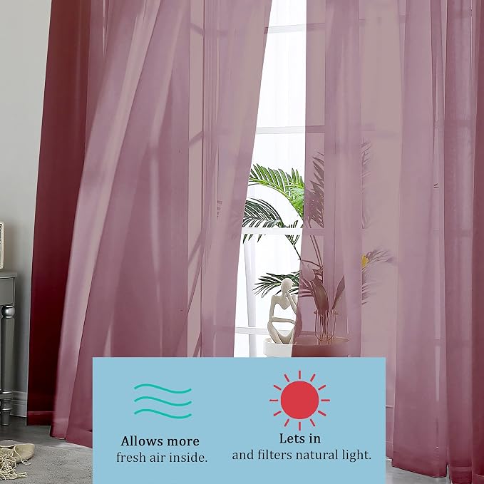 OWENIE Sheer Curtains, Sheer Curtains 84 inch Length 2 Panels Set, Rod Pocket - Image 3