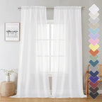 Lecloud Sheer Curtain Panels Set 96" Inches Long, Solid Voile Light Filtering by Lecloud