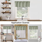 Chyhomenyc Light Green Valance for Windows, Light Filtering Faux Linen Solid - Image 6