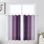 Estelar Textiler Purple and Greyish White Ombre Short Blackout Kitchen Curtains - Image 2