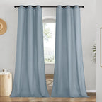 NICETOWN Linen Stone Blue Window Curtains 84 inches Long, Grommet Thick Linen by NICETOWN