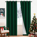 Yakamok 100% Blackout Curtains Dark Green Room Darkening Thermal Insulated by Yakamok