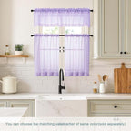 Small Sheer Curtains Tier 24 Inches Length 2 Pieces, Light Filtering Cafe - Image 2