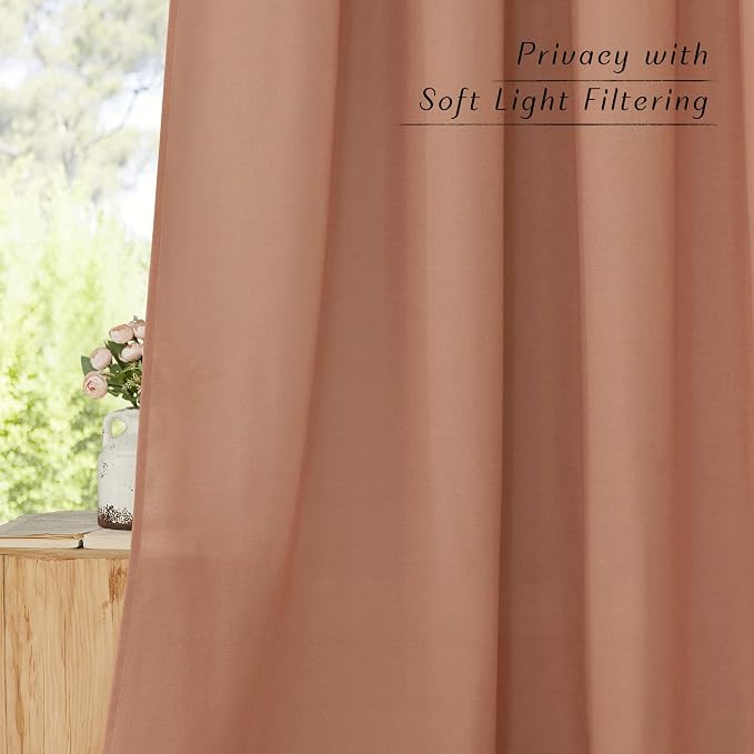 NICETOWN Linen Terracotta Window Curtains 84 inches Long, Grommet Thick Linen - Image 5