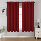 CUCRAF Red Blackout Curtains 45 inch Length 2 Panels Set, Rod Pocket Room by CUCRAF