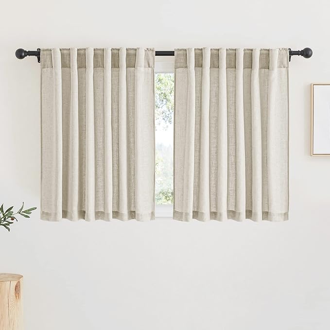 RYB HOME Sheer Linen Curtains, Small Light & Privacy Semi Translucent Curtains by RYBHOME