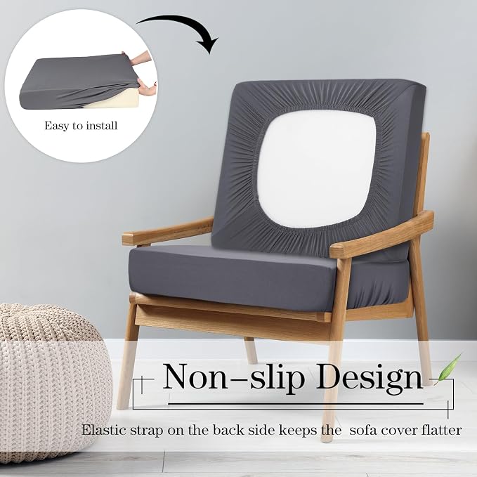 Newwiee Set of 4 Stretch Patio Cushion Covers Sofa Couch Seat Chair Slipcovers - Image 5
