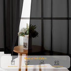 Gwine Black Sheer Curtains 90 Inches Long 2 Panels Set, Light Filtering Solid - Image 7