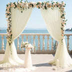 Ivory Tulle Backdrop Curtain for Wedding Parties 10ft x 10ft Sheer Backdrop - Image 5
