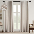 Topfinel Black Out Rustic 96 Inch Long Linen Curtains 2 Panel Set, Modern by Topfinel