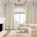 Cream Extra Long 132 Inch 100% Blackout Curtains - Image 5