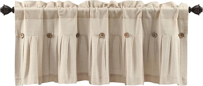 Lush Decor Linen Button Farmhouse Valance, Dark Linen - Image 7